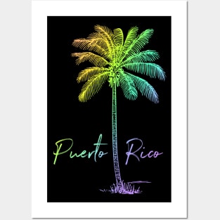 Puerto Rico Rainbow Palm Tree Souvenir Posters and Art